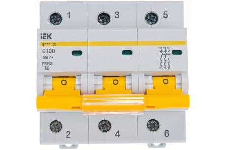 Купить АВТОМАТ СИЛОВОЙ ИЕК  ВА47-100  3х100А 10kA модульный фото №1