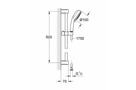 Купить Душевой гарнитур Grohe Tempesta New  Cosmopolitan  100  штанга 600 мм  хром  27786002 фото №2